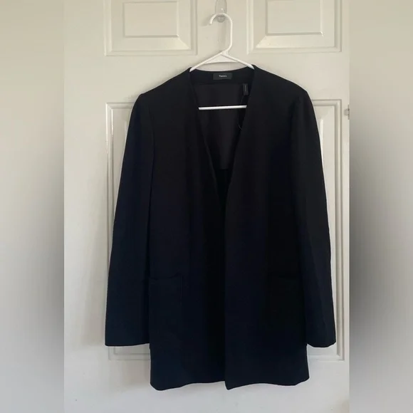Theory Women’s Stretch Knit Black Open Blazer Size 6 - Picture 2 of 9